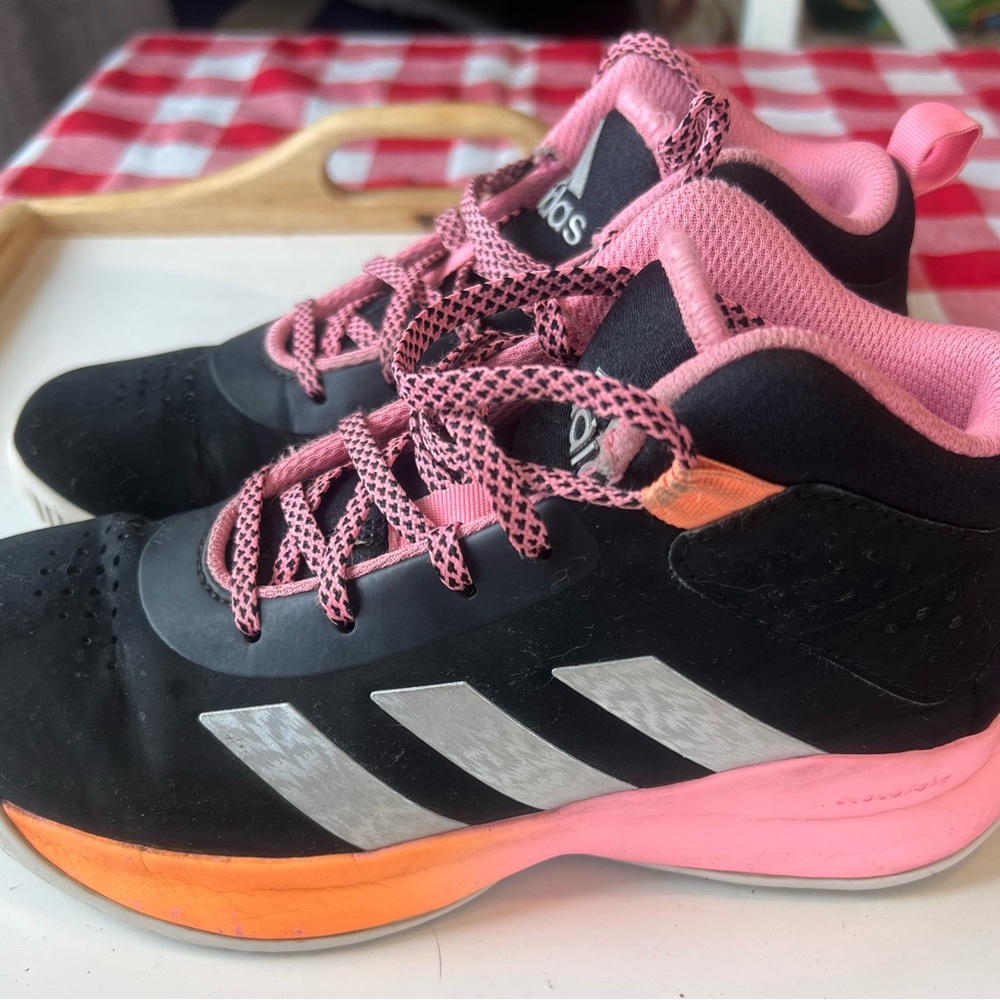 Adidas Girl’s Black and Pink Sneakers - Size 3